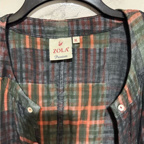 NEW Zola Premium Chic Plaid Cardigan in Green and Orange Size S - Picture 4 of 10